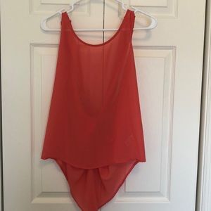 Sheer coral tank! Gorgeous open back!
